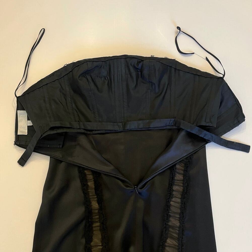 Vintage Y2K Badgley Mischka Strapless Cocktail Dress 2 Black Silk LBD Semi Forma - Picture 12 of 16